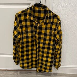 Men's Black and Yellow Checkered Shirt